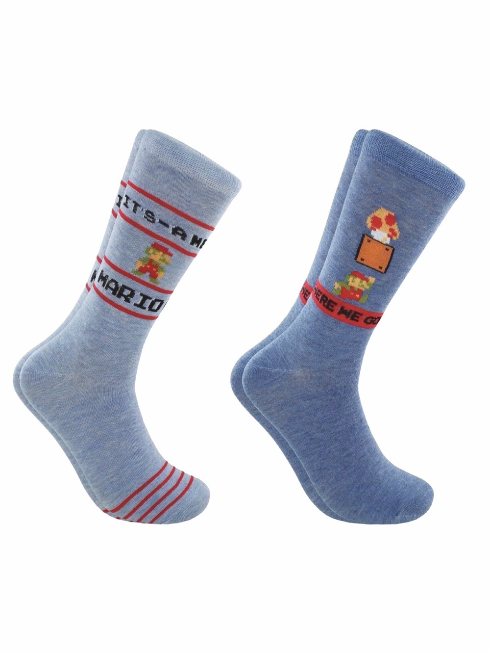 Nintendo Super Mario “It’s A Me Mario” Crew Socks - 2 Pack - Shoe Sizes 6.5-12